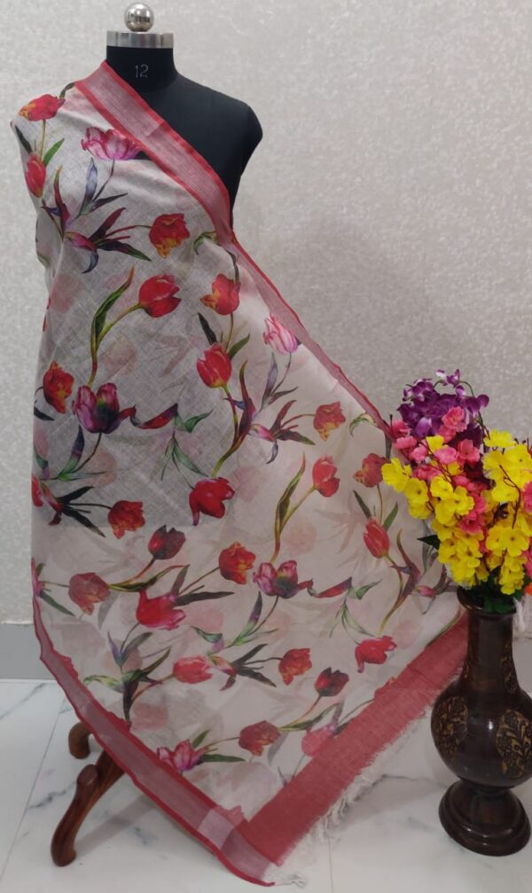 Pure Handloom Linen Digital Print Dupatta