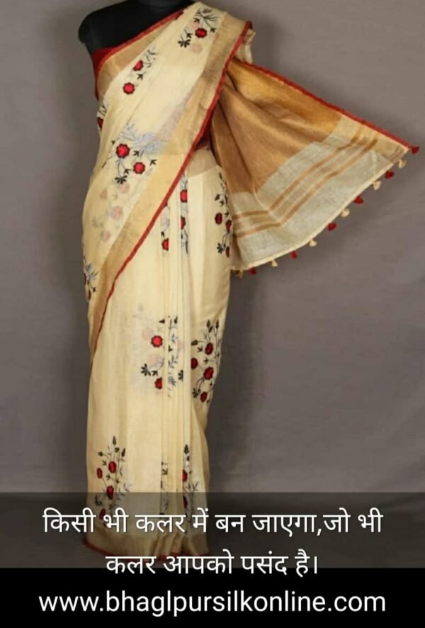 Hand-woven Thread Work Linen Cotton Saree