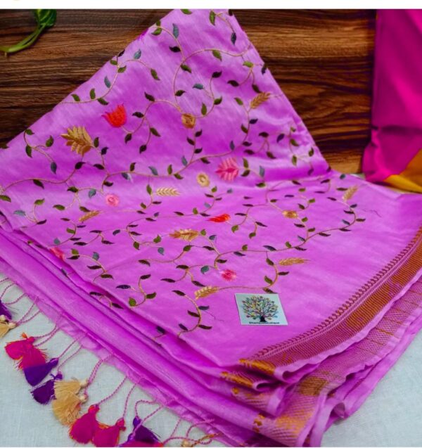 PURE LINEN EMBROIDERY SAREE