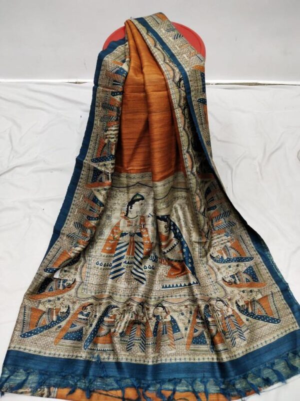 Pure Silk Tussar Ghicha Screen Printed Saree