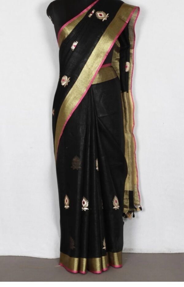 Hand-woven Thread Work Linen Cotton Saree