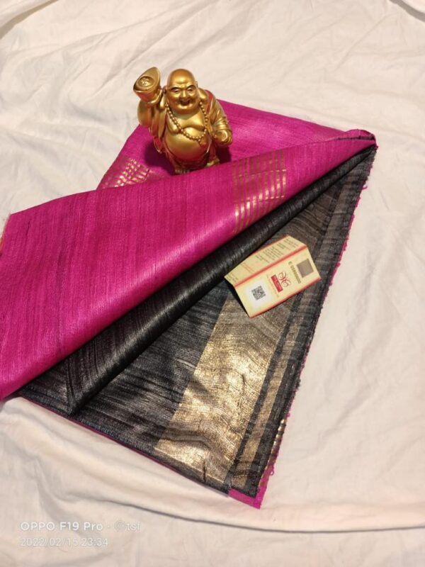 Pure Silk Tussar Ghicha Saree with Woven Zari Border