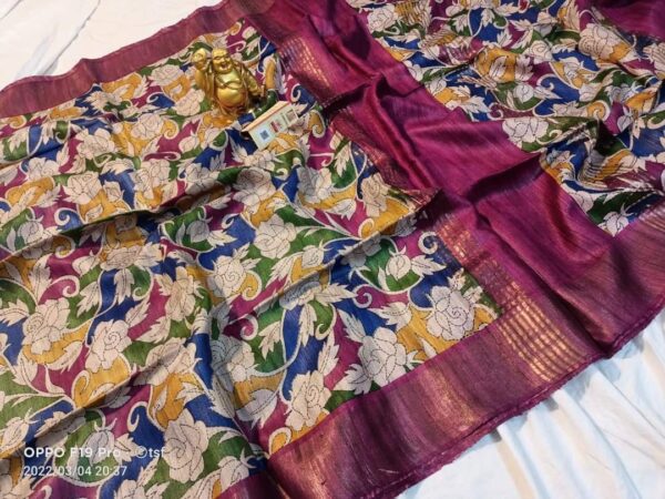 Pure Silk Tussar Ghicha Screen Printed Saree