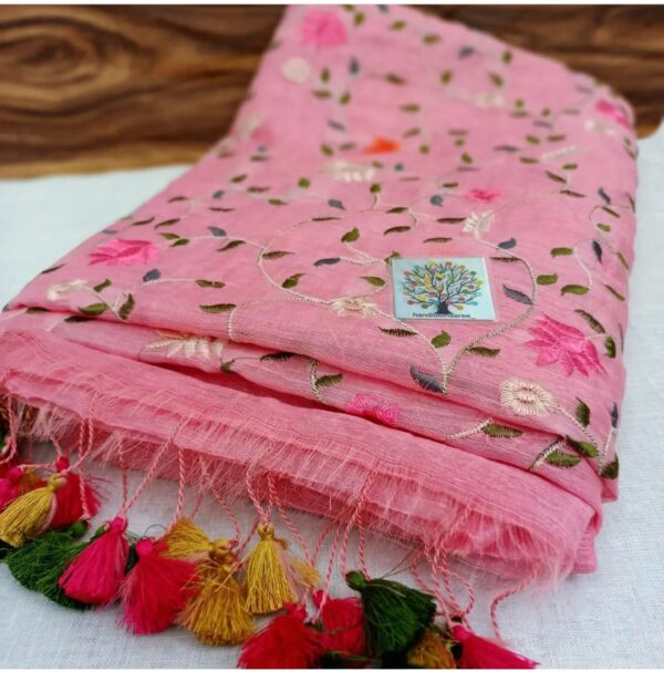 PURE LINEN EMBROIDERY SAREE