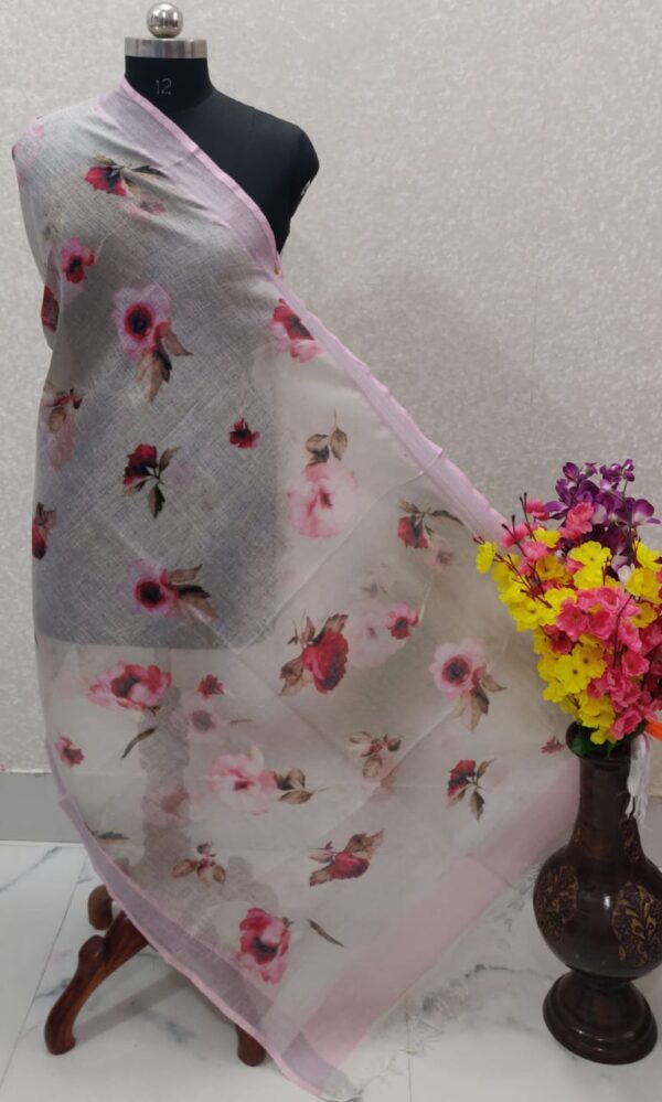 Pure Handloom Linen Digital Print Dupatta