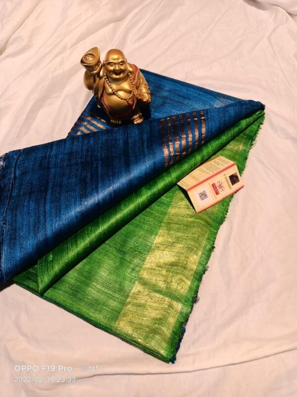 Pure Silk Tussar Ghicha Saree with Woven Zari Border