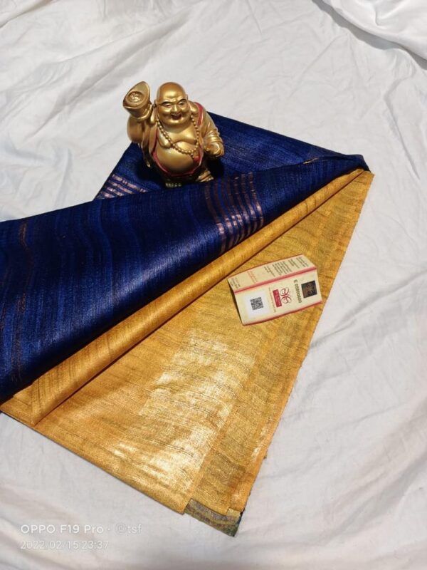 Pure Silk Tussar Ghicha Saree with Woven Zari Border