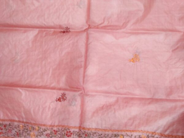 Pure Tussar Silk Embroidered Saree - Image 4