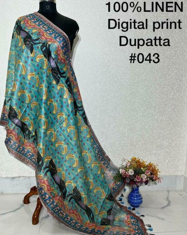 Pure Handloom Linen Digital Print Dupatta