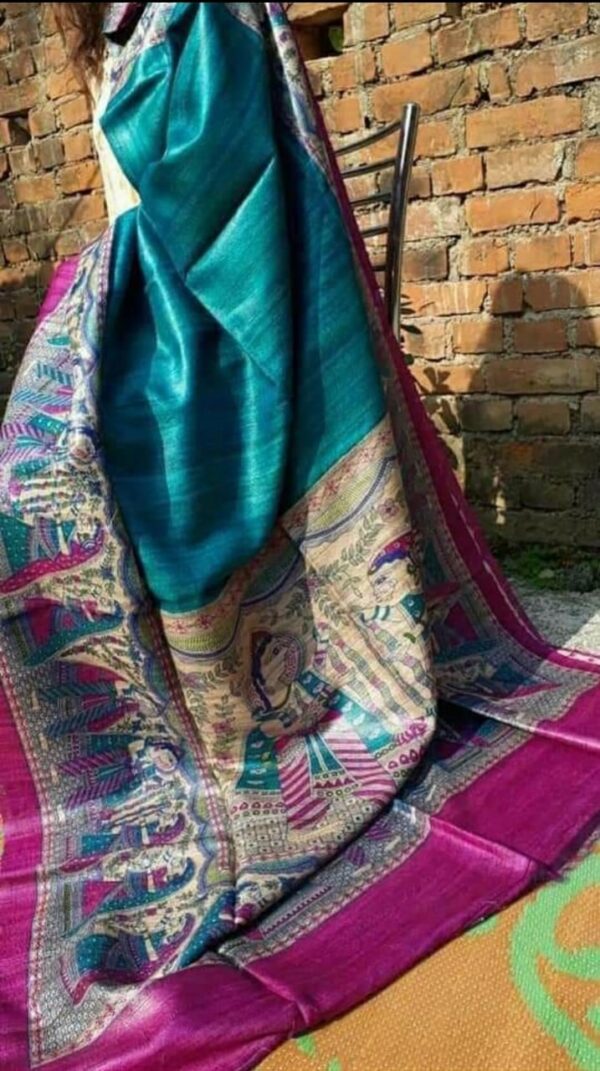 Pure Silk Tussar Ghicha Screen Printed Saree