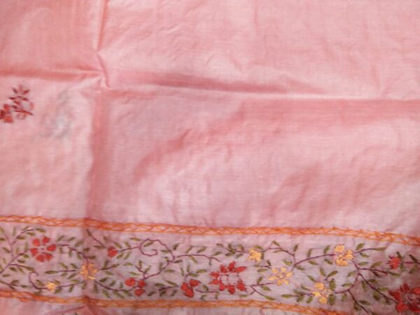 Pure Tussar Silk Embroidered Saree - Image 6