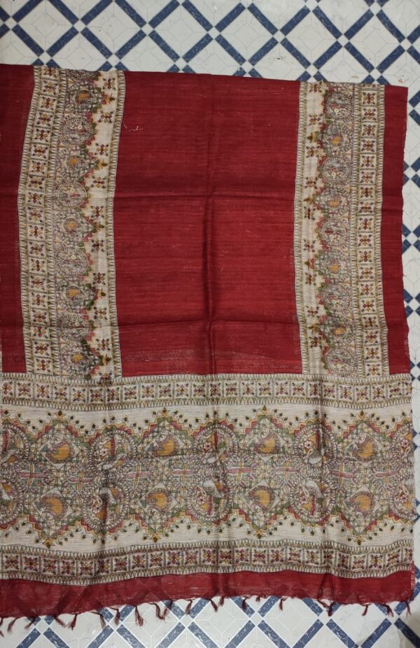 Handwoven Tussar Ghicha Silk Dupatta