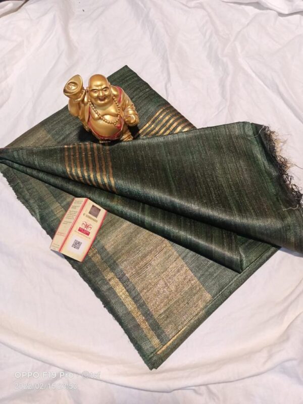 Pure Silk Tussar Ghicha Saree with Woven Zari Border