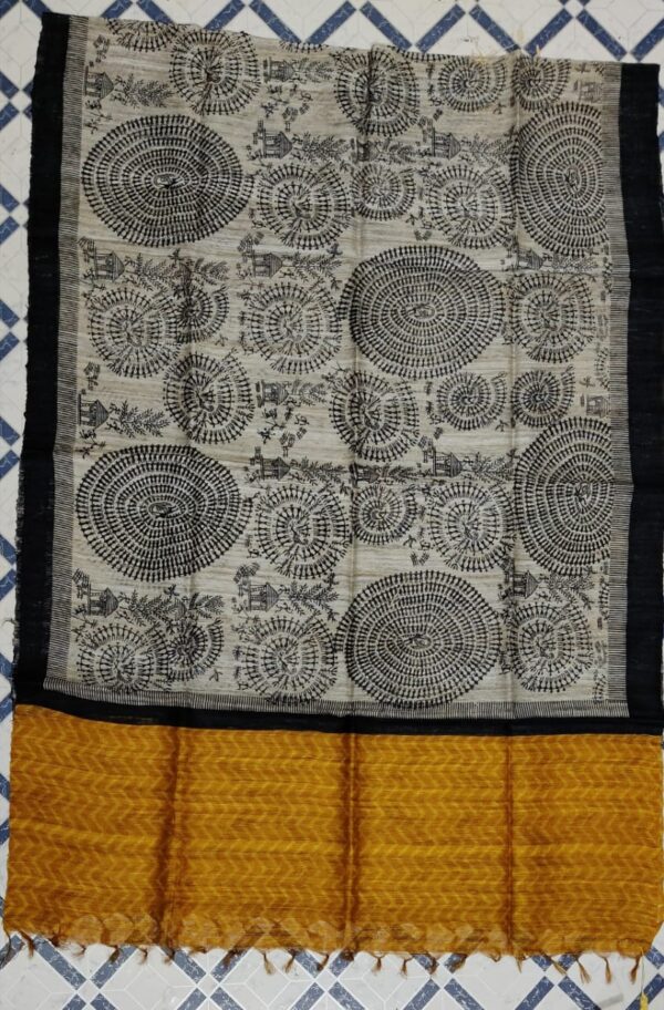 Handwoven Tussar Ghicha Silk Dupatta