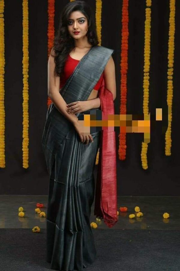 Pure Silk Tussar Ghicha Saree with Woven Zari Border