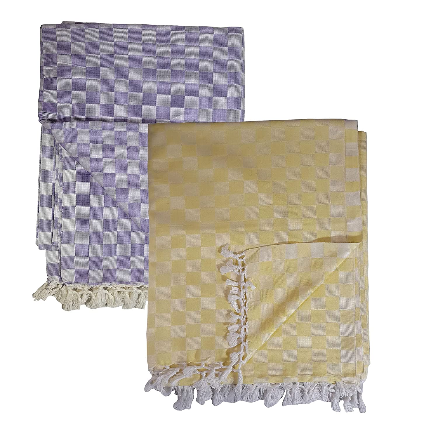 Organic Cotton 3D Bhagalpuri Dull chadar Designer Blanket & Duvet ( 52*96  in ) Pack of 2 - Bhagalpur Silks