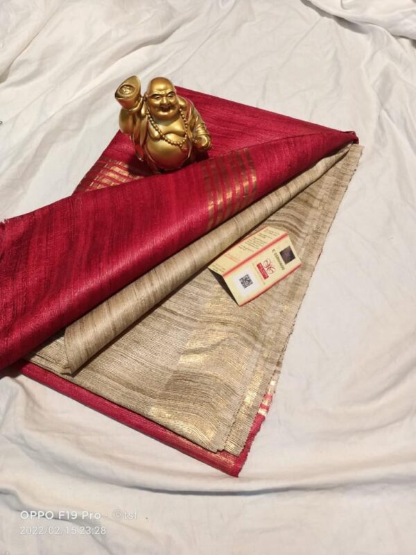 Pure Silk Tussar Ghicha Saree with Woven Zari Border