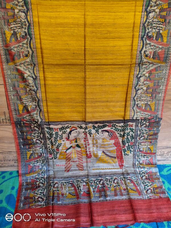 Pure Silk Tussar Ghicha Screen Printed Saree