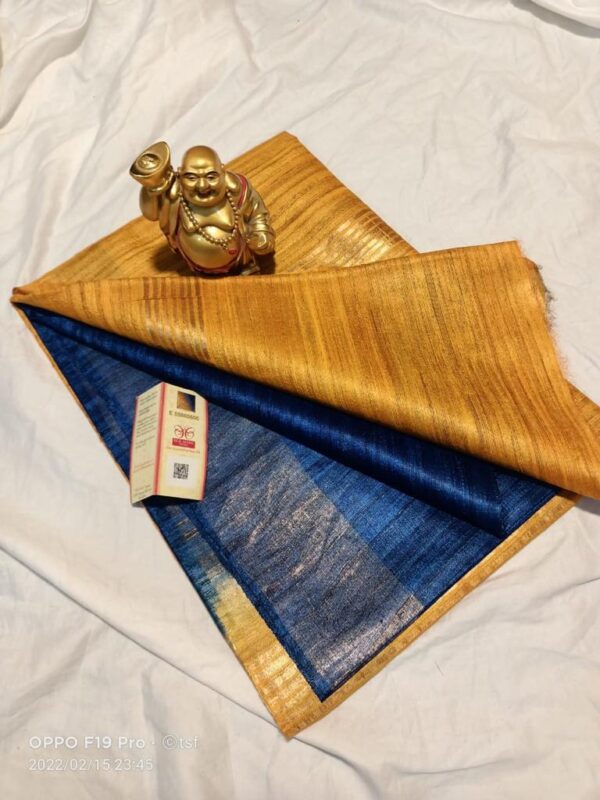 Pure Silk Tussar Ghicha Saree with Woven Zari Border