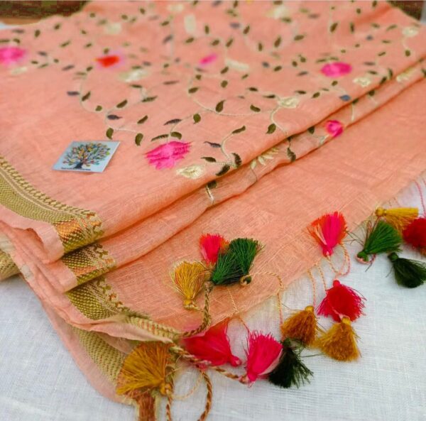 PURE LINEN EMBROIDERY SAREE