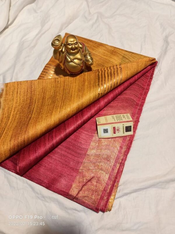 Pure Silk Tussar Ghicha Saree with Woven Zari Border