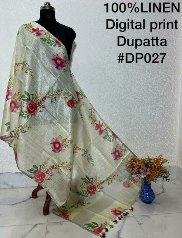 Pure Handloom Linen Digital Print Dupatta