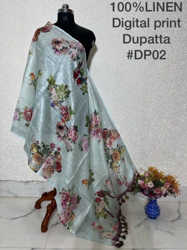 Pure Handloom Linen Digital Print Dupatta