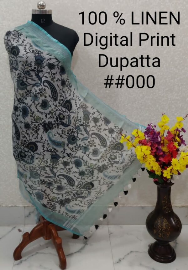 Pure Handloom Linen Digital Print Dupatta