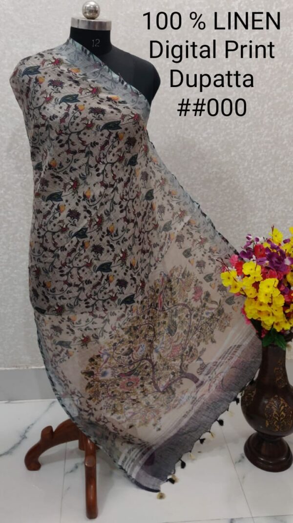 Pure Handloom Linen Digital Print Dupatta