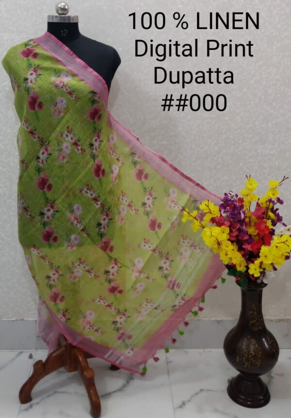 Pure Handloom Linen Digital Print Dupatta