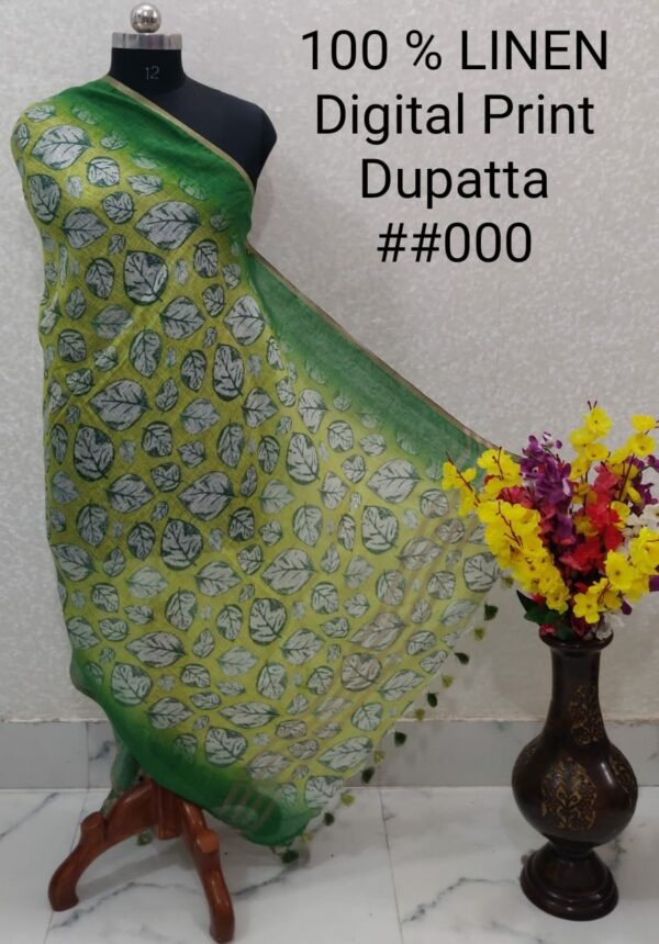 Pure Handloom Linen Digital Print Dupatta