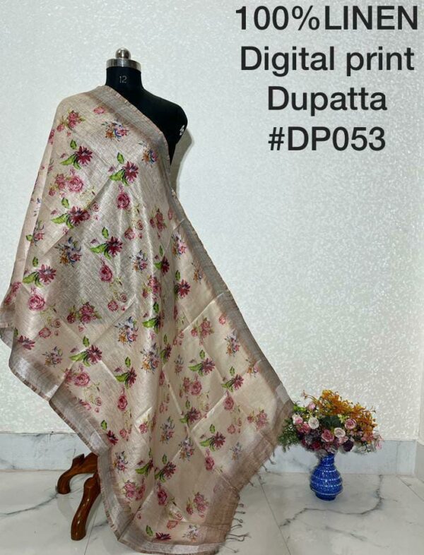 Pure Handloom Linen Digital Print Dupatta