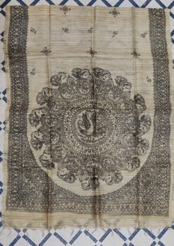 Handwoven Tussar Ghicha Silk Dupatta