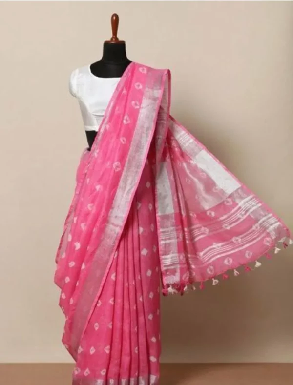 Bhagalpuri Cotton Slub Shibori Saree With Running Blouse