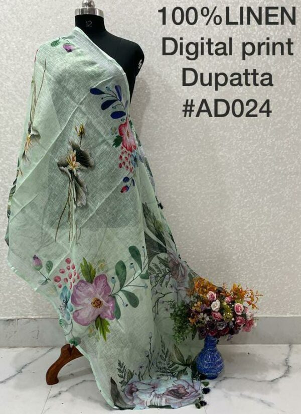 Pure Handloom Linen Digital Print Dupatta