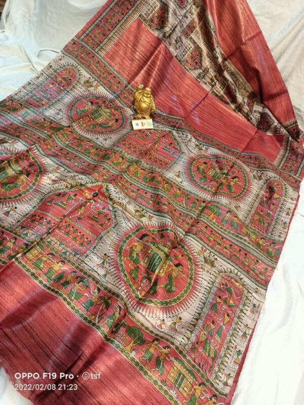 Pure Silk Tussar Ghicha Screen Printed Saree