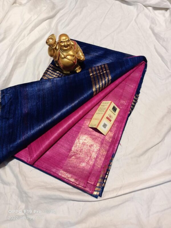 Pure Silk Tussar Ghicha Saree with Woven Zari Border