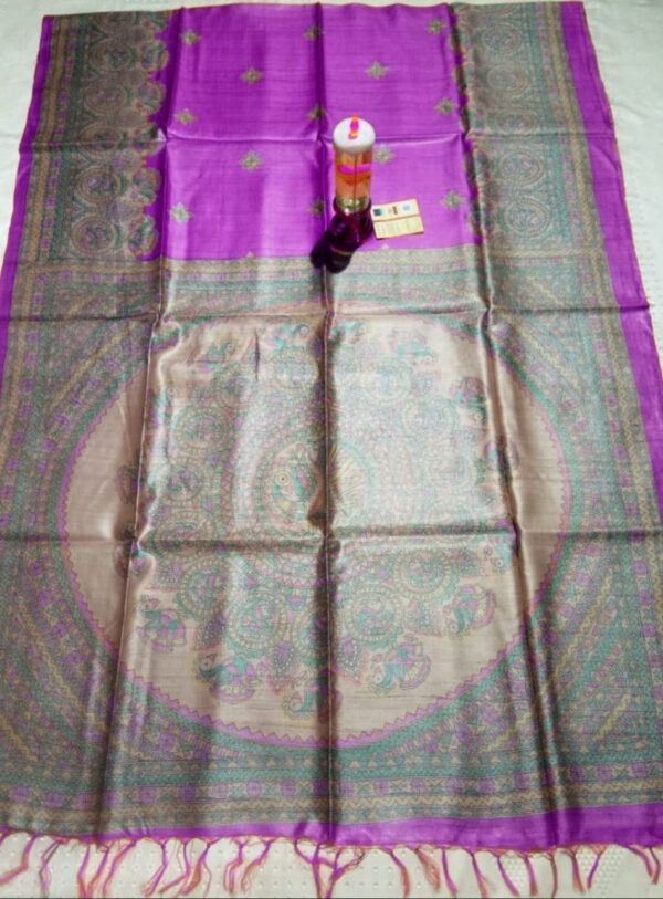 Pure Silk Tussar Ghicha Screen Printed Saree