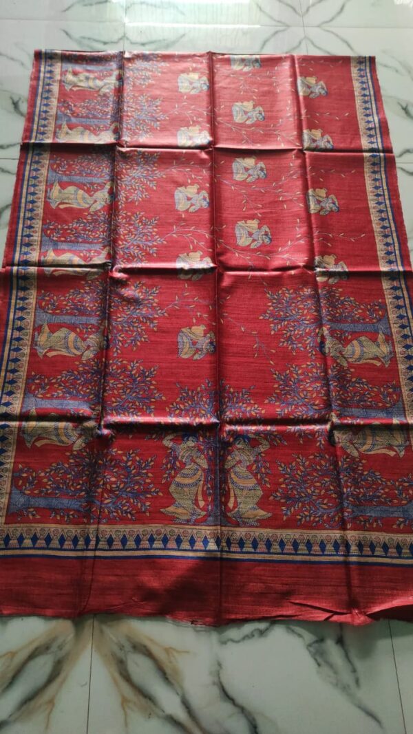 Pure Silk Tussar Ghicha Screen Printed Saree