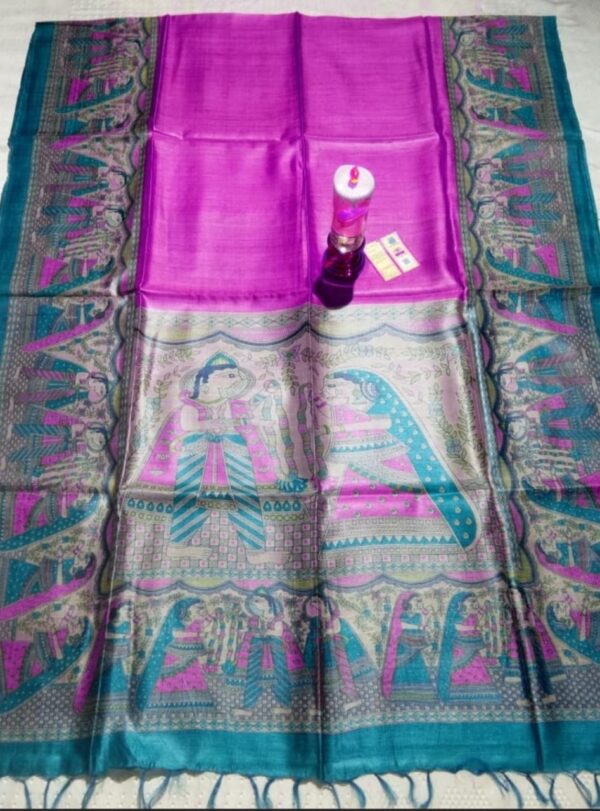 Pure Silk Tussar Ghicha Screen Printed Saree