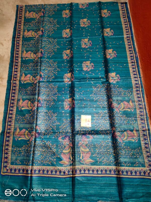 Pure Silk Tussar Ghicha Screen Printed Saree