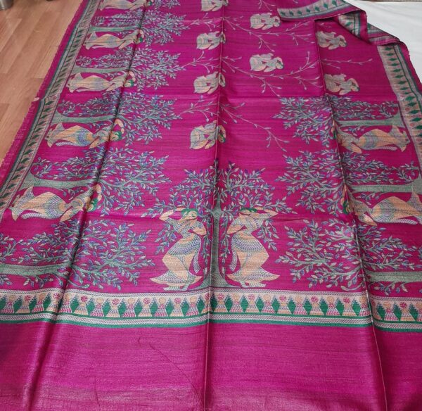 Pure Silk Tussar Ghicha Screen Printed Saree