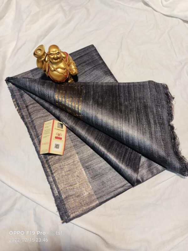 Pure Silk Tussar Ghicha Saree with Woven Zari Border