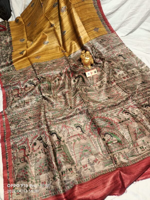 Pure Silk Tussar Ghicha Screen Printed Saree