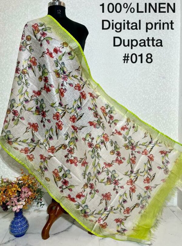 Pure Handloom Linen Digital Print Dupatta