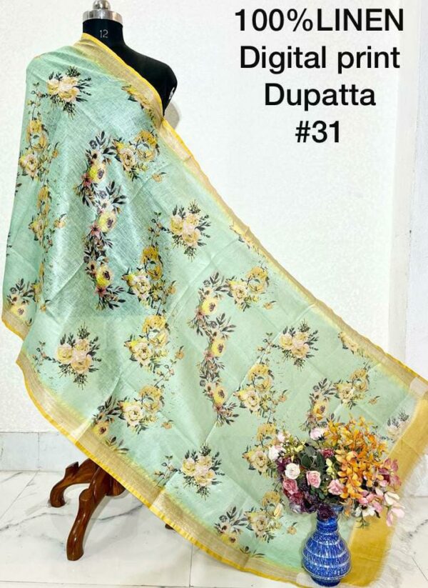 Pure Handloom Linen Digital Print Dupatta