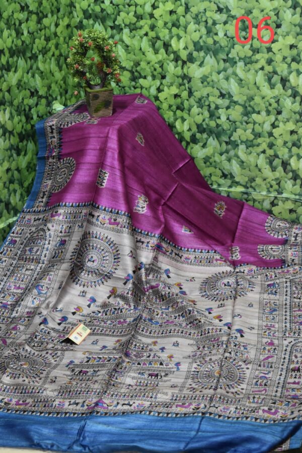 Pure Silk Tussar Ghicha Screen Printed Saree