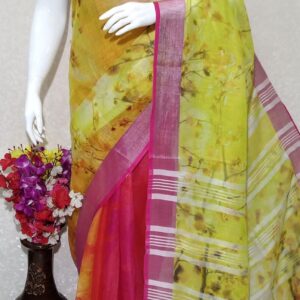 Pure linen digital print saree