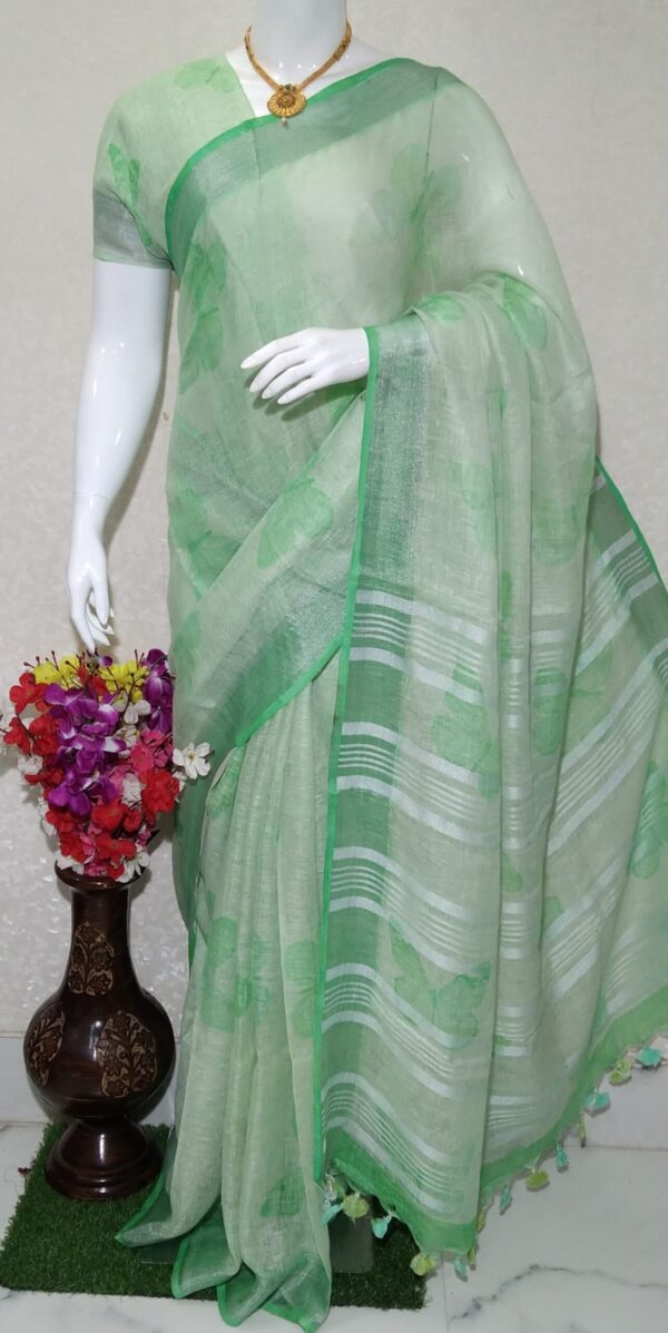 Pure linen digital print saree