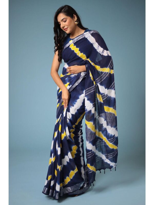 Bhagalpuri Handloom Cotton Shibori Print Saree for Women